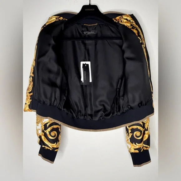 Versace Black & Gold Baroque Bomber Jacket - New with Tag - Small / 38 USA - Picture 5 of 14